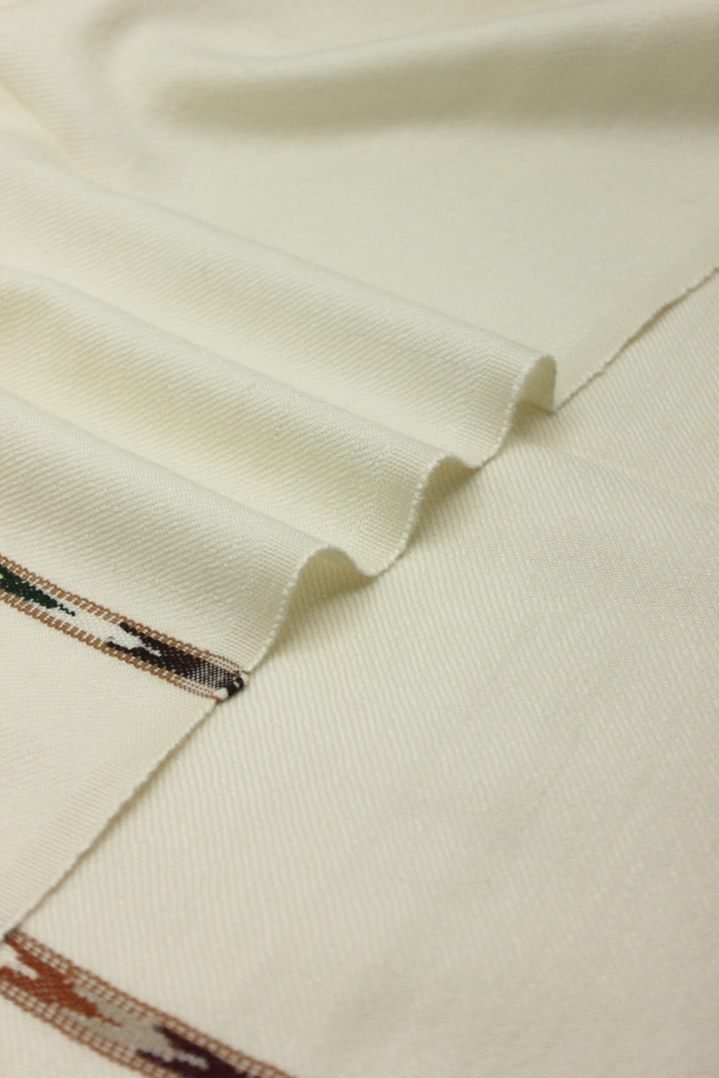 Premium Quality Off White Black Border Pure Woolen Shawl By Bannuci