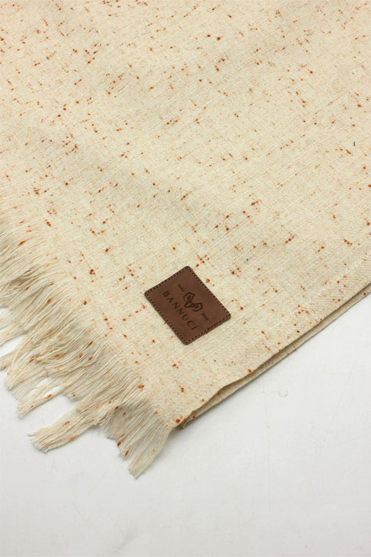 Premium Quality Off White Dotted Woolen Blend Shawl
