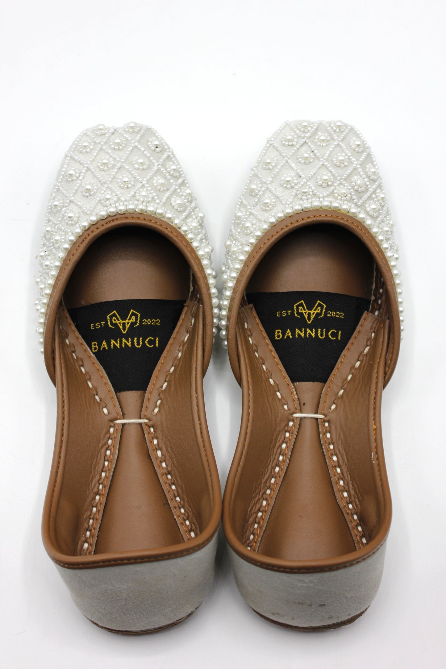 Premium Quality Off White Pearl Embellished Khussas