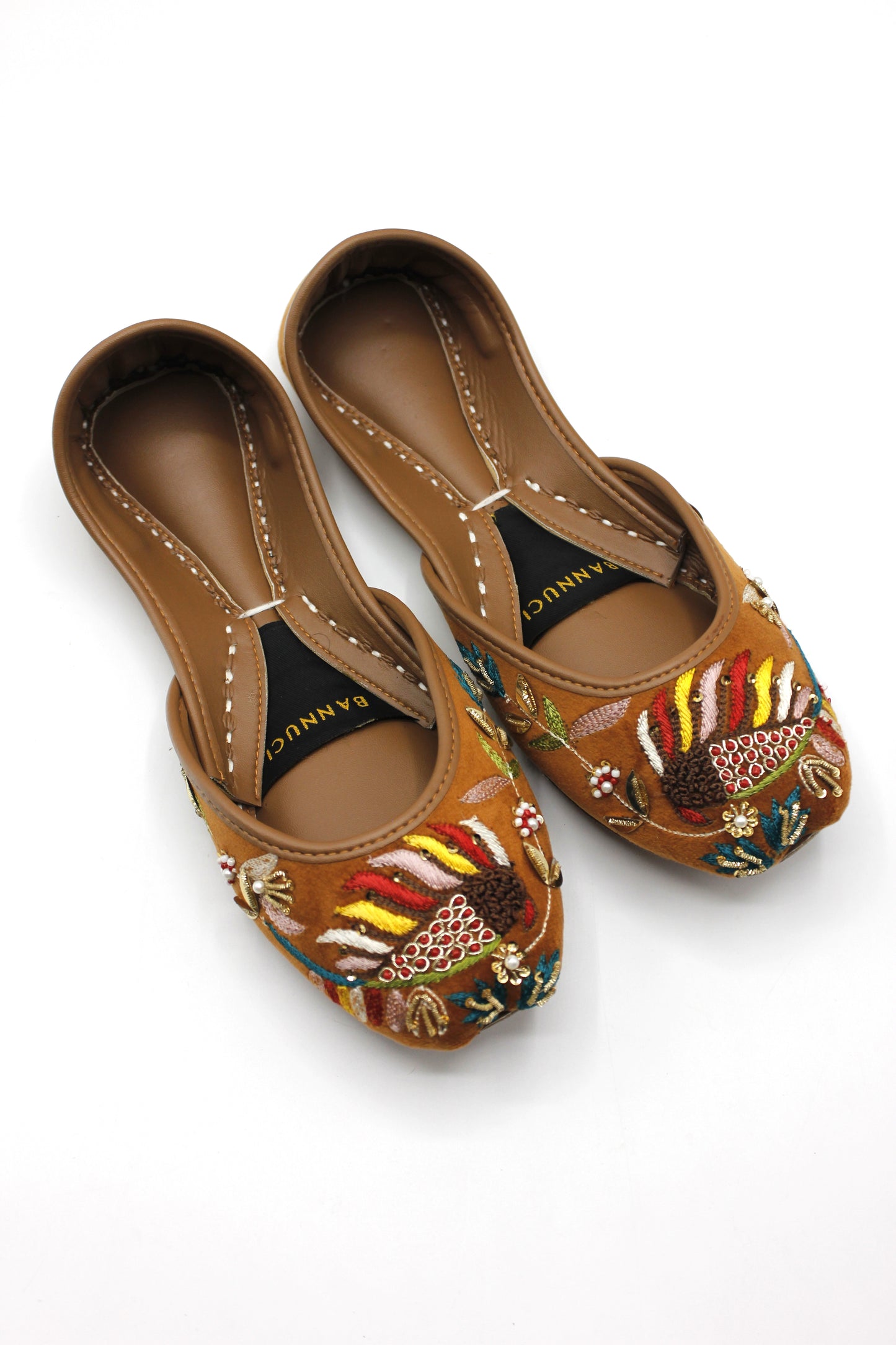 Premium Quality Orange Multi Color Embroidered Khussas