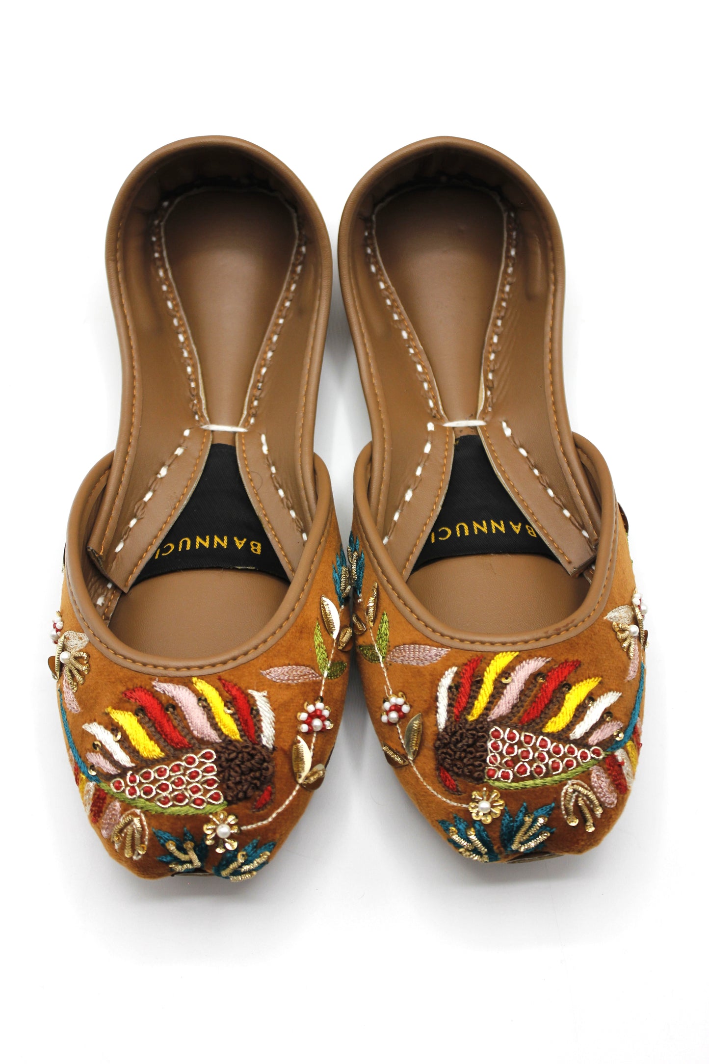 Premium Quality Orange Multi Color Embroidered Khussas