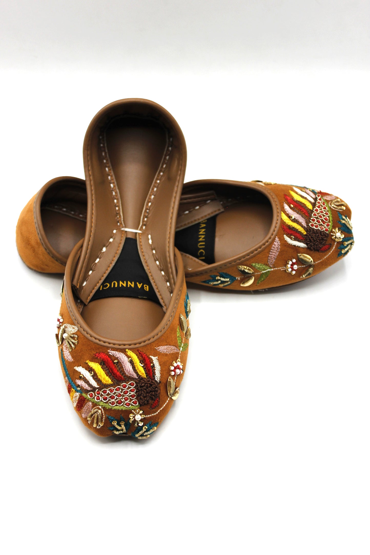 Premium Quality Orange Multi Color Embroidered Khussas