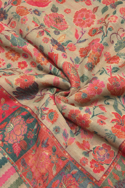 Premium Quality Red Multi Color Woven Pashmina Cashmere Shawl