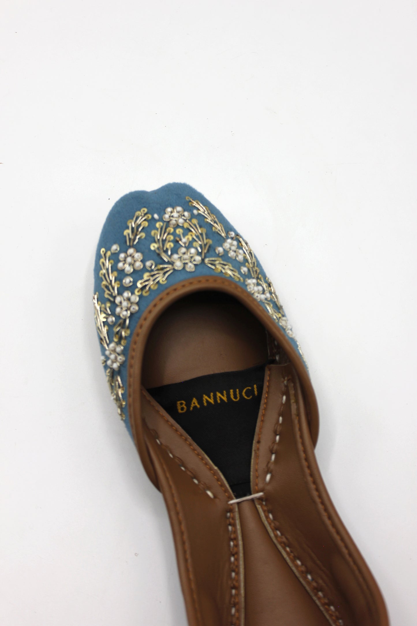 Premium Quality Sky Blue Embroidered Khussas