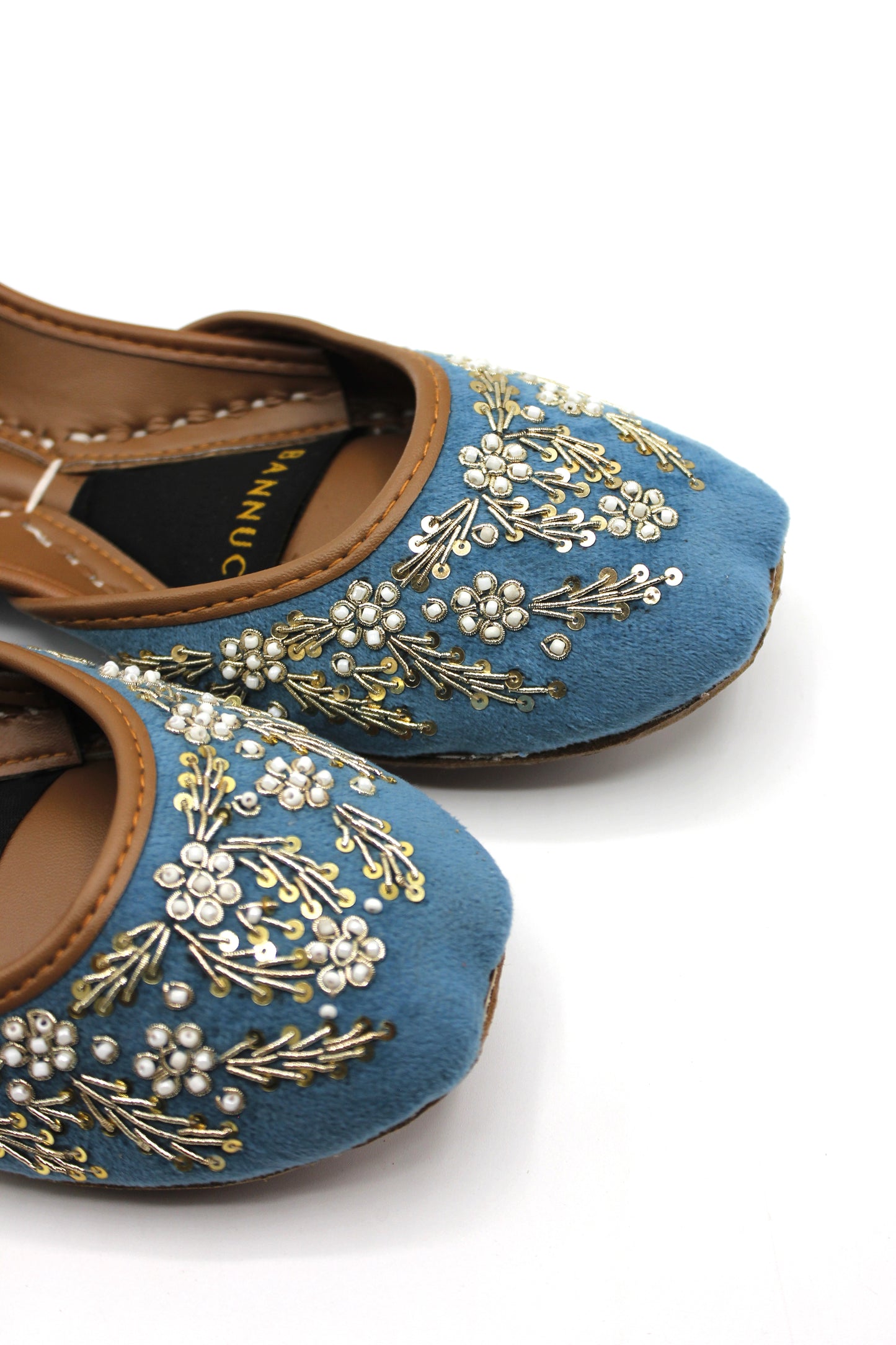 Premium Quality Sky Blue Embroidered Khussas