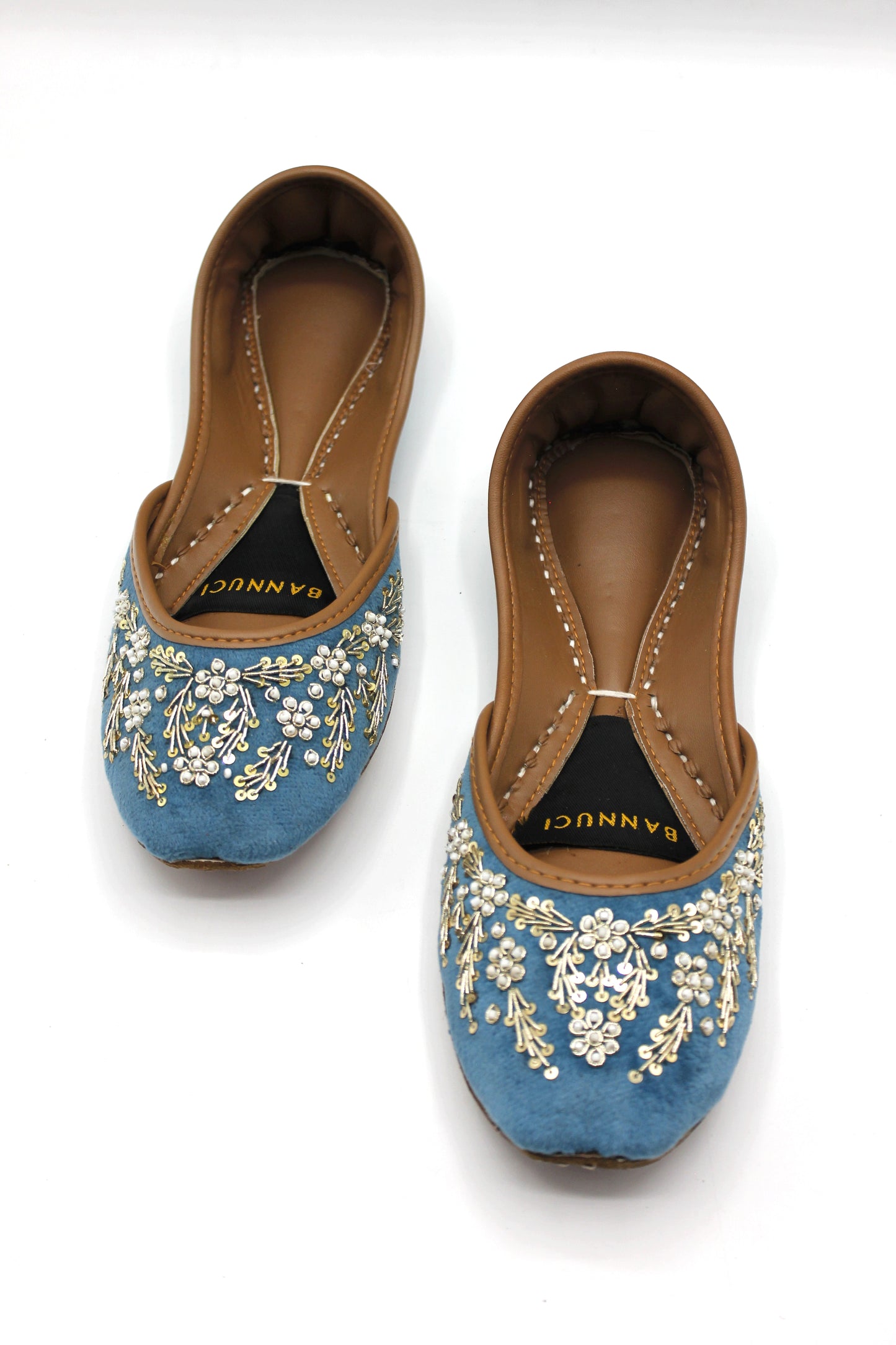 Premium Quality Sky Blue Embroidered Khussas