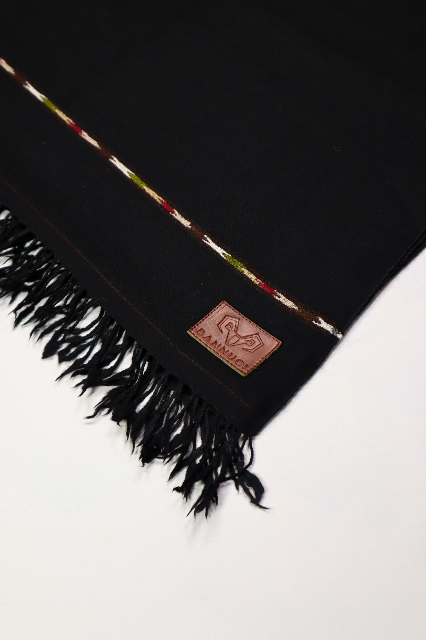 Premium Quality Striped Jet Black Pure Woolen Shawl