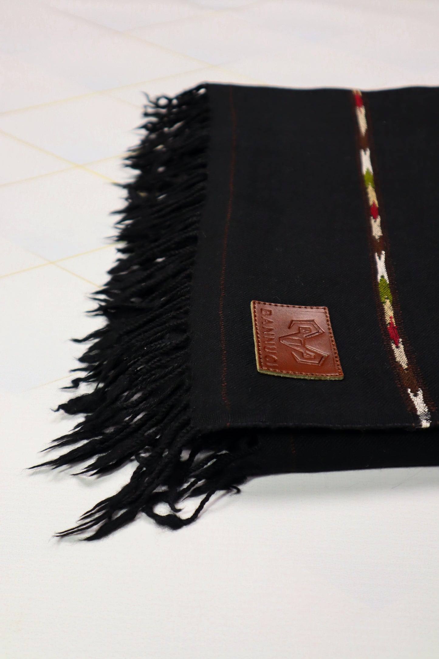 Premium Quality Striped Jet Black Pure Woolen Shawl