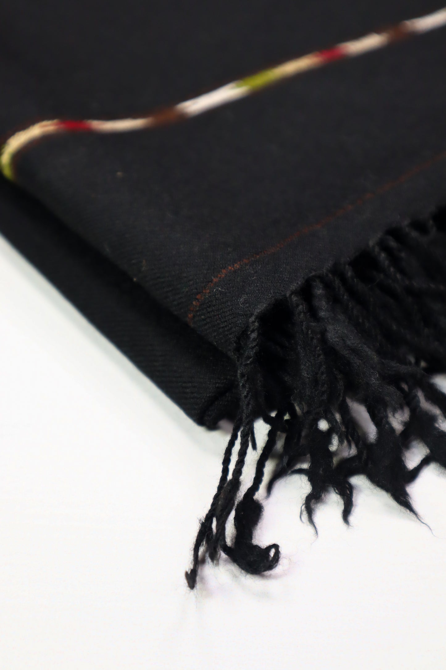 Premium Quality Striped Jet Black Pure Woolen Shawl