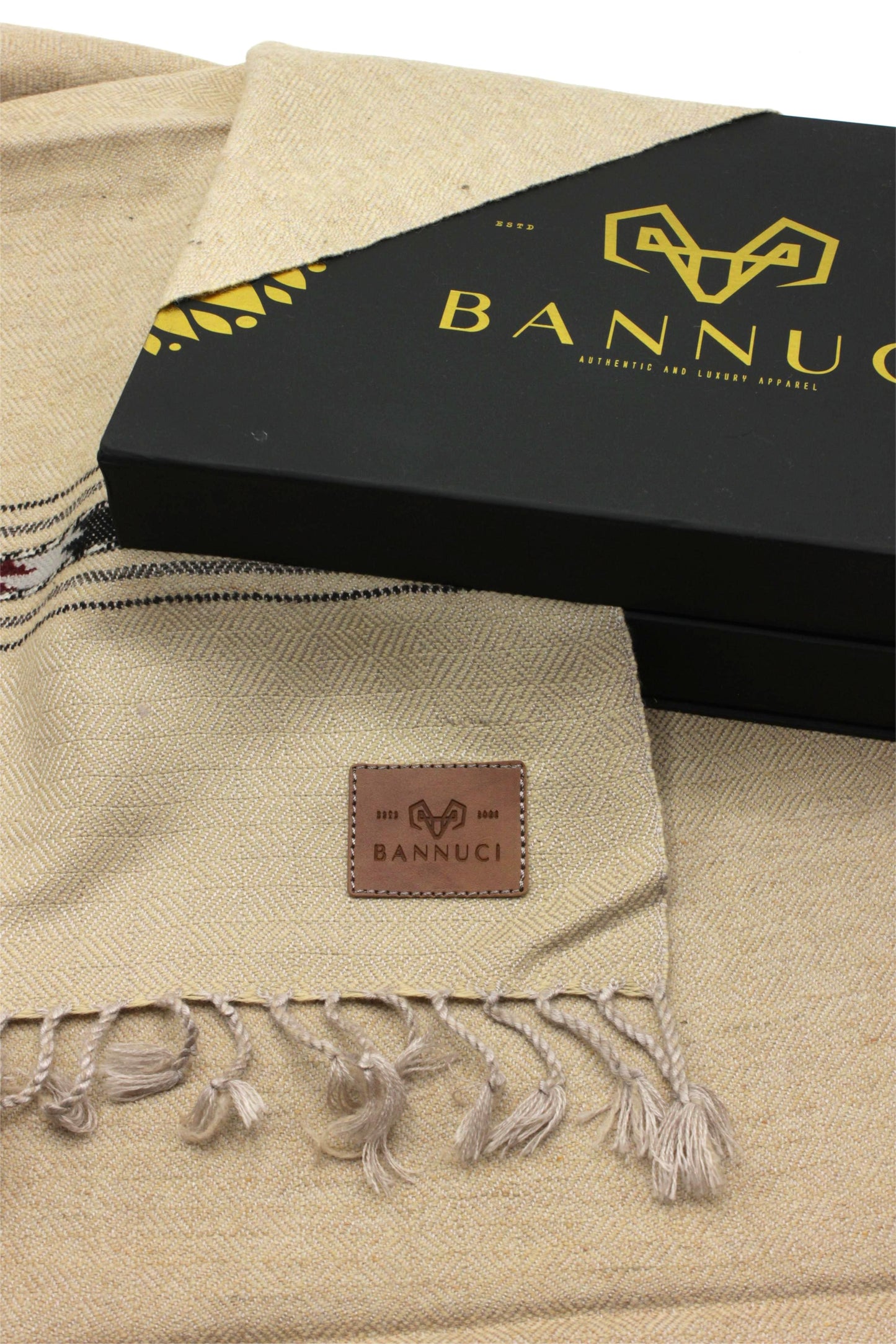 Premium Quality light brown-beige stripped design muffler