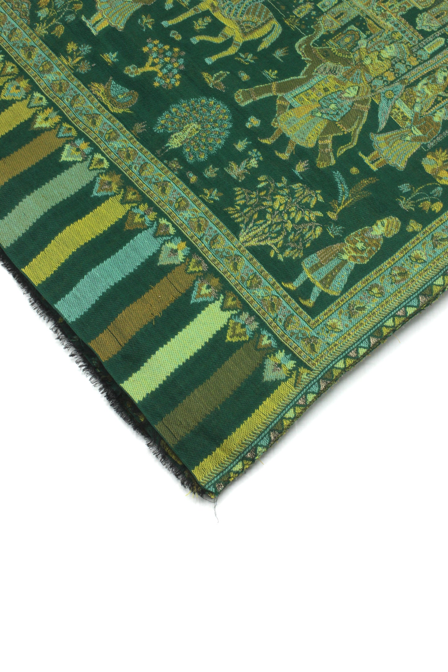 Premium Quality perrot green multi color Woven Pashmina Cashmere Shawl