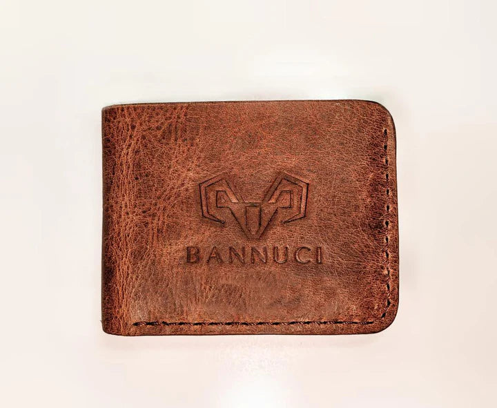 Premium Hand-Made Brown Distressed Leather Men's Wallet by BANNUCI