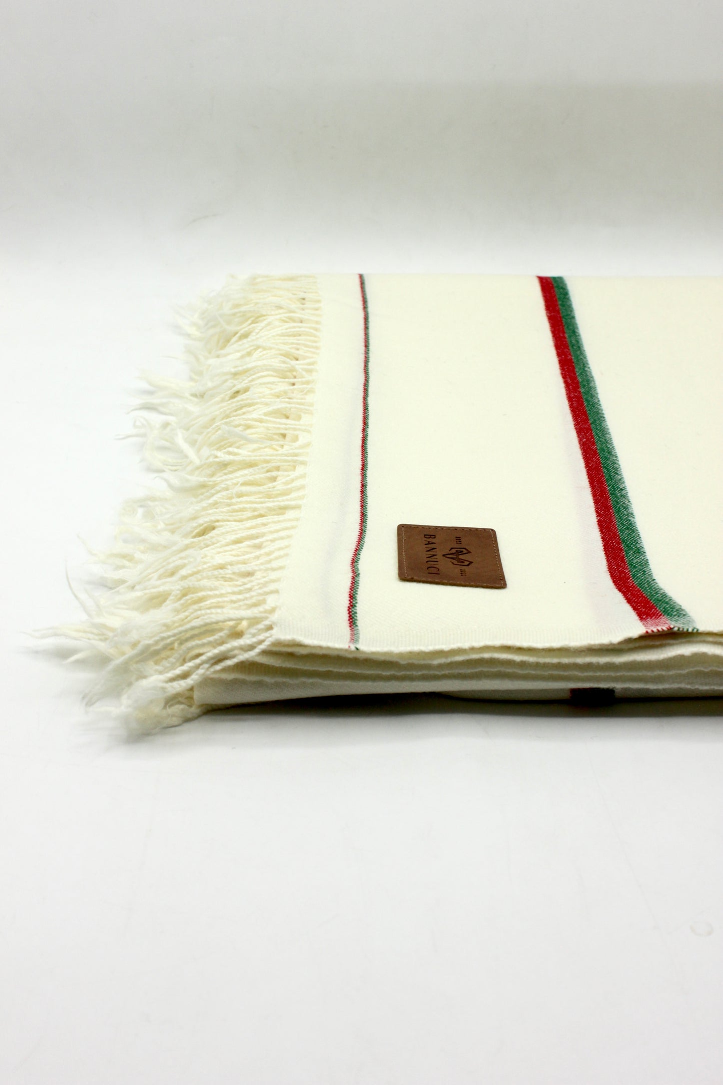 Premium Quality Double Fiber PTI Striped Off White Pure Woolen Shawl