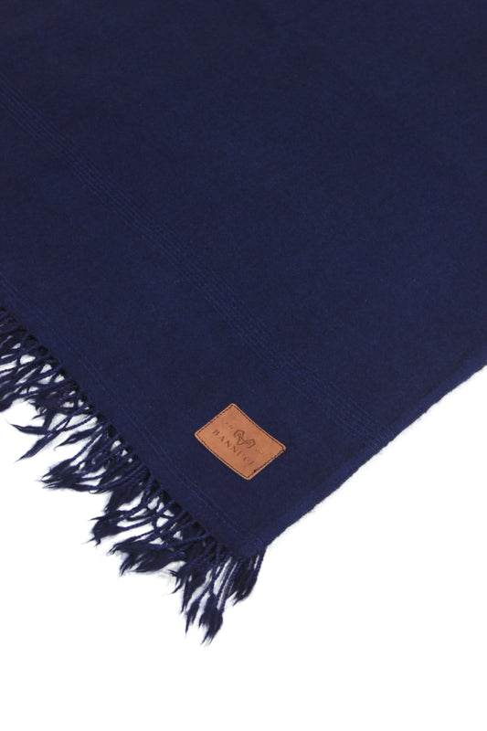 Premium Quality Plain Double Fiber Navy Blue Pure Woolen Shawl